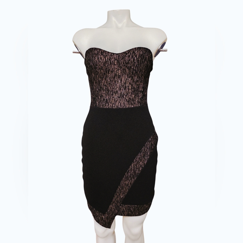 Elegant Strapless Black and Gold Dress